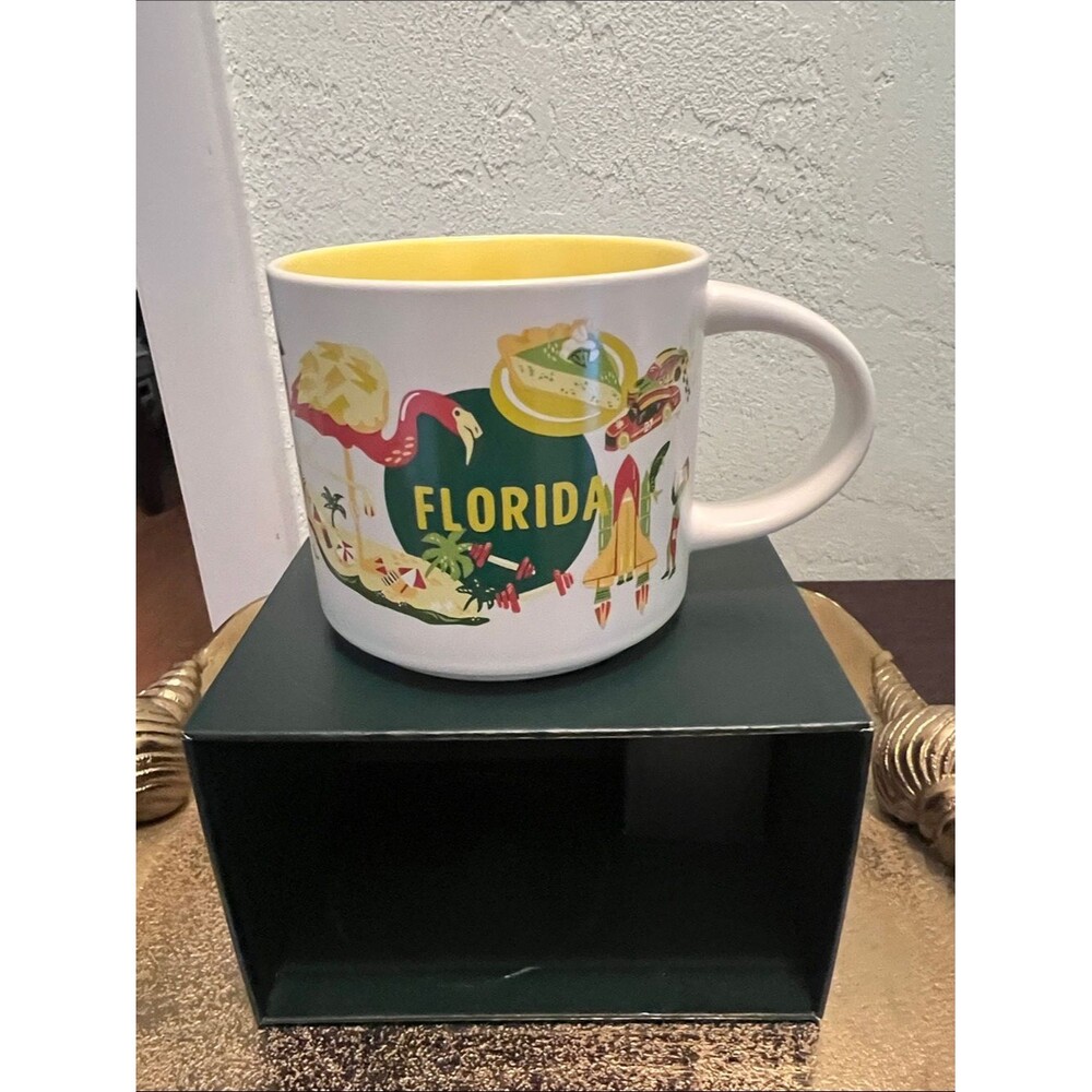 #2111**”14 Fl.oz/414 ml Florida Yellow Interior Ceramic Mug - Unbranded